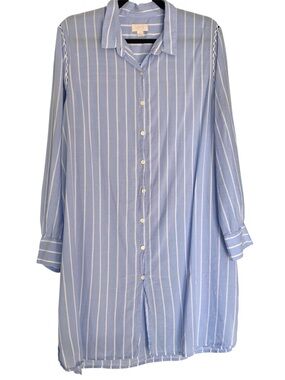 Love by Gap Blue Striped Sleep Shirt Dress Tunic Lace Trim XL